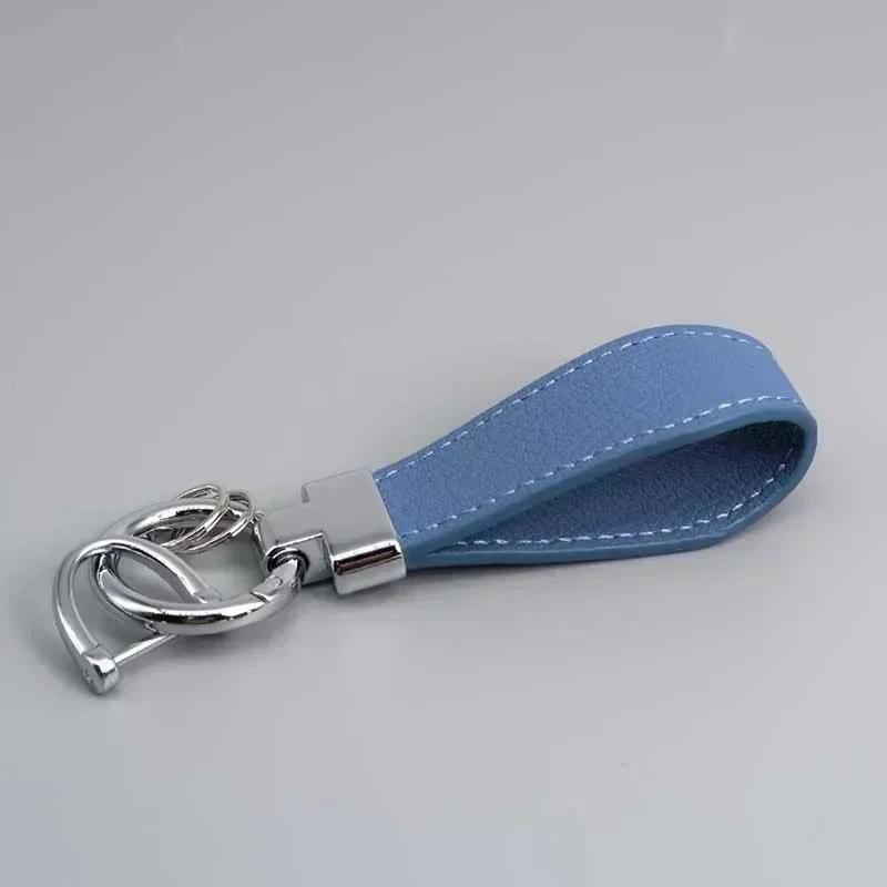 PU Leather Car Keychain Men's and Women's Bag Anti Lost Key Ring Waist Hanging Retro Laser Engraving Customized Keyring Gift