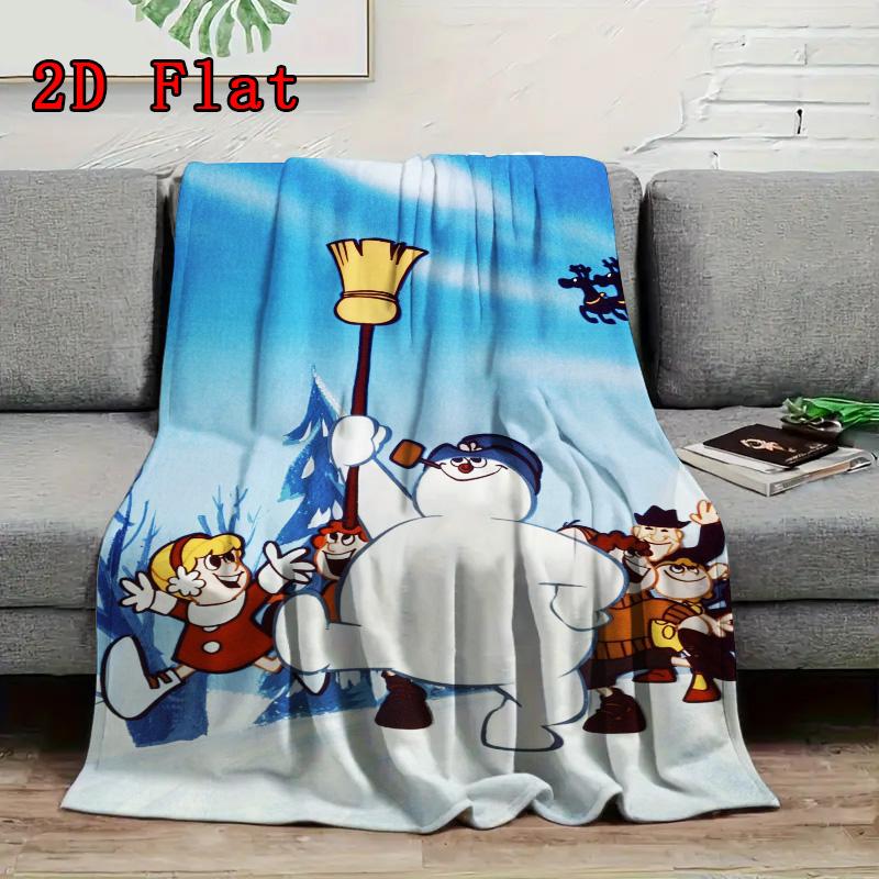 Frosty the Snowman 2D Flat Pattern Flannel Blanket High quality All Seasons Warmth and Comfort Perfect for Christmas Gifts.PMT0914014