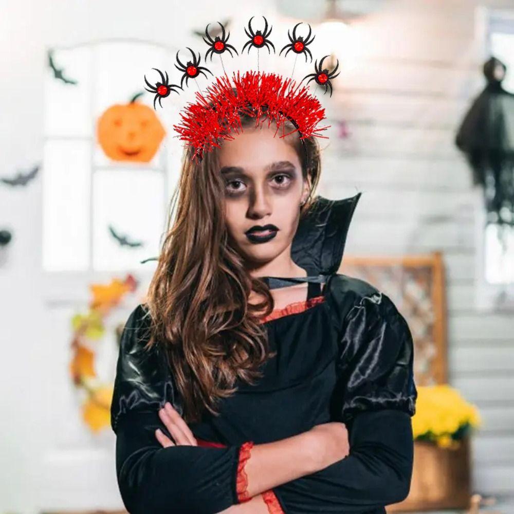 Нарядная тиара на Хэллоуин обруч для волос пластиковая повязка на голову в виде паука — фото 3