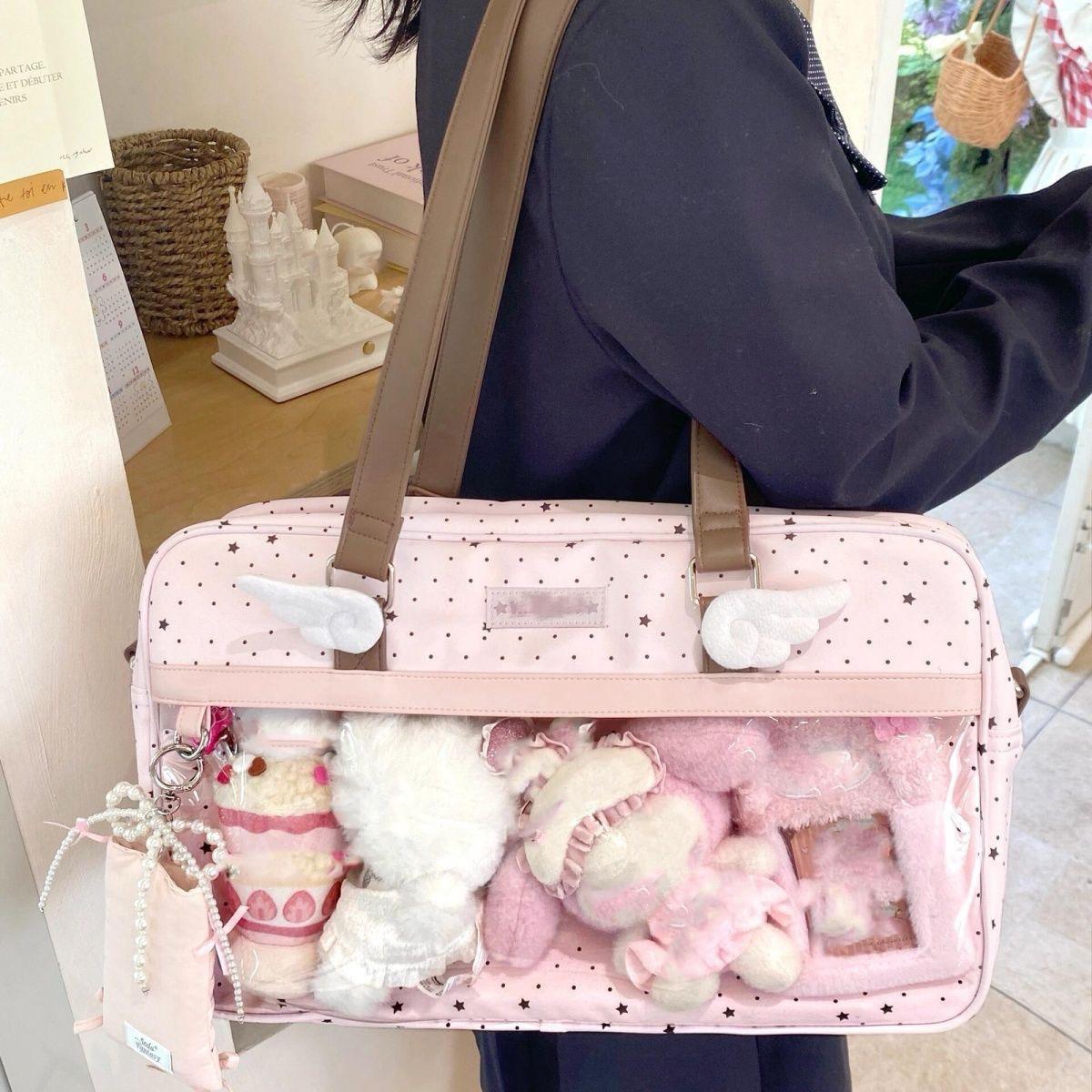 

Girl Sweet Y2k Ita Bag Cute JK Uniform Shoulder Bag Daily Casual Polka Dot Women s One Size рожевий