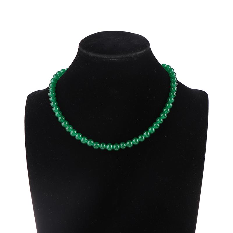 3Pcs Vintage Simple Imitation Jade Necklace Bracelet Earrings Jewelry Set For Women Temperamen Banquet Accessory