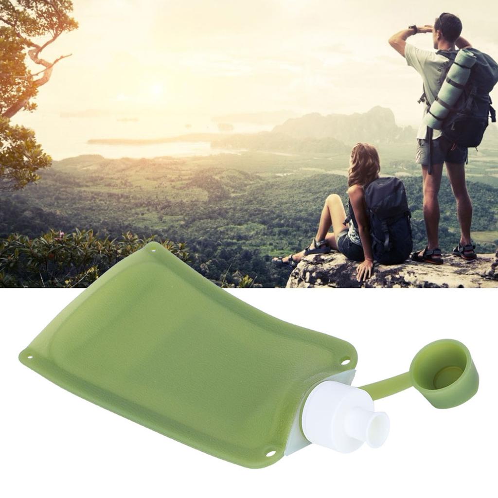 500ml Tragbare Faltbare Wasserflaschen Zusammenfaltbarer Silikon-Wasserbeutel für Outdoor-Reisen Camping Radfahren Grün