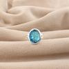 Swiss Blue Topaz Gemstone 925 Sterling Silver Handmade Jewelry Designer Ring Valentine's Gift For Her RR-80-13