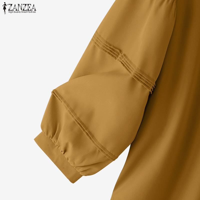 ZANZEA Dámská volná ležérní halenka s dlouhým rukávem a límečkem