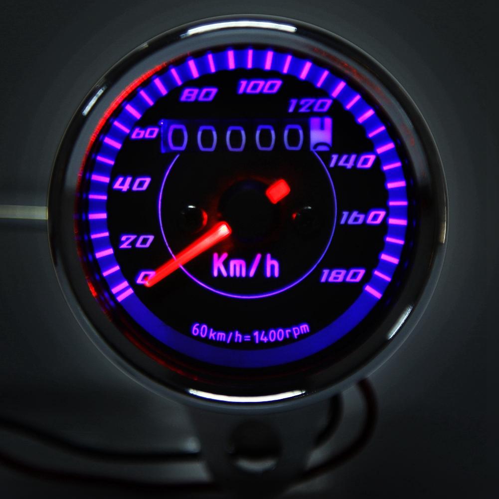 Universal Motorcycle Retro Modification LED Odometer Speedometer Digital Mile Meter Gauge