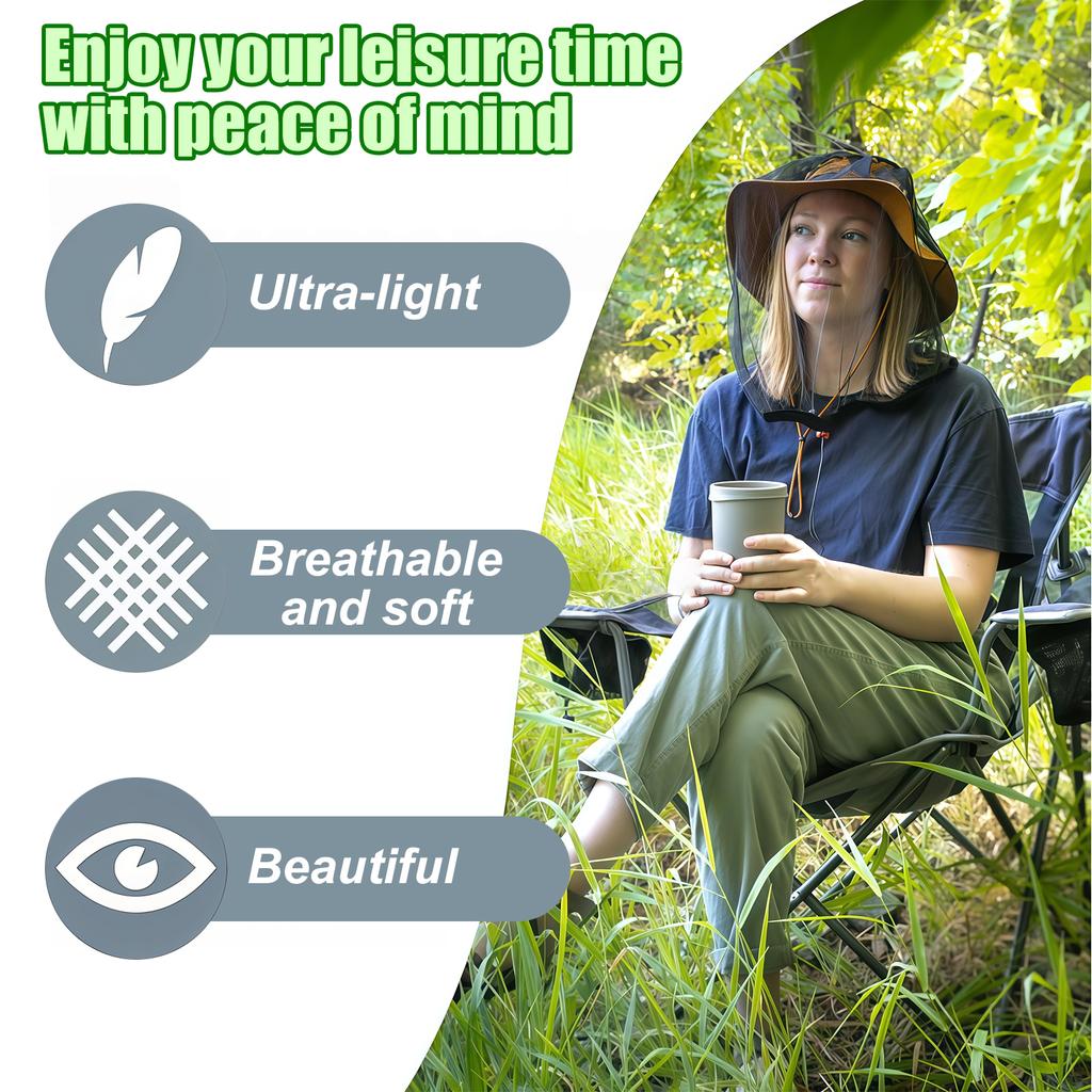 Mosquitoes Head Net Mesh for Camping Hiking Gardening Outdoor Fishing Face Mask Hood Netting Over Hat Insect Shield