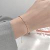 Bling Glitter Simple Thin Dainty Rose Gold Color 925 Sterling Silver Adjustable Bracelet For Women Luxury Jewelry Korean Dainty