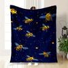 "Golden Bee Night Sky Wallpapers"Blanket Flannel Throw Blanket for Sofa, Bed, Travel, Camping, Office, Couch, Chair, And Bed Gift for Christ