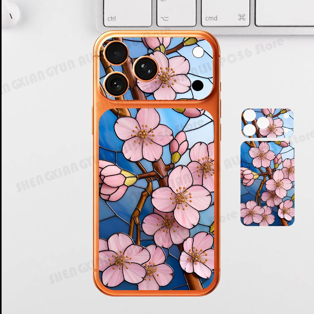 

Glass Flower Plain Decal Skin For IPhone17 Pro ProMax Back Film Cover Wrap Anti-scratch Durable Sticker iPhone17promax