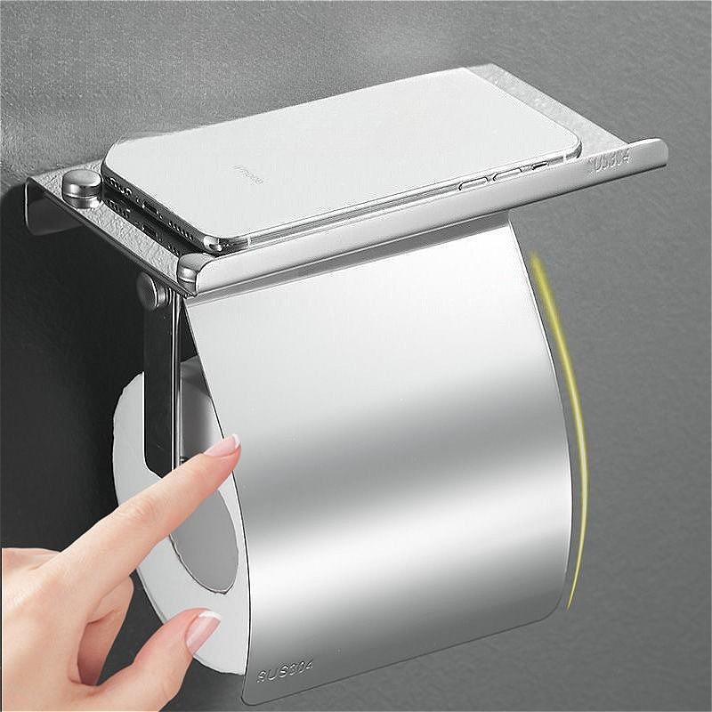 Papiertuchhalter Edelstahl Toilettenpapierhalter Badezimmerregal Toilettenzubehör Küche Wandhängend Toilettenpapierrollenhalter