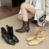 2025 Autumn New European and American Style Square Head Belt Buckle Kitten and Short Boots Thick Heel Retro Women's Boots