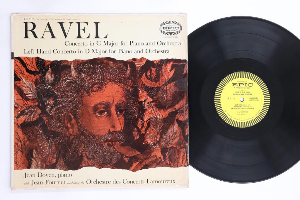 LP Record JEAN DOYEN JEAN FOURNE ORCHESTRE  Ravel Concerto In G Major For Piano LC3123 EPIC 1955 US Classical Used