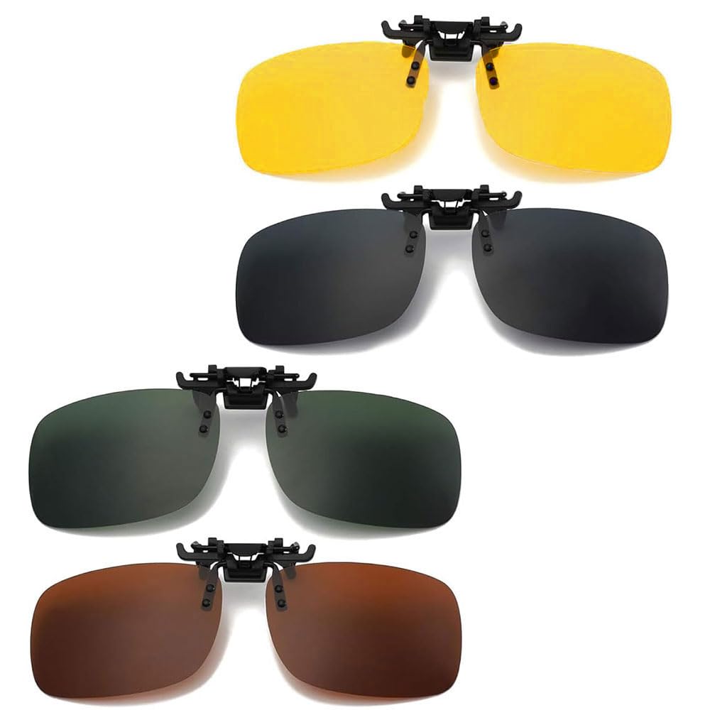 

Tuainge Polarized Clip-On Sunglasses, Lightweight, 4-Color Set, for Cycling, Fishing, Driving, and Other Activities, Unisex