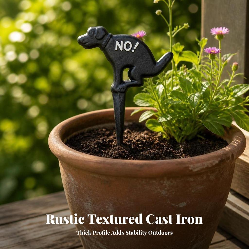 Garden Stake with Dog Silhouette Outdoor Cast Iron Sign Metal