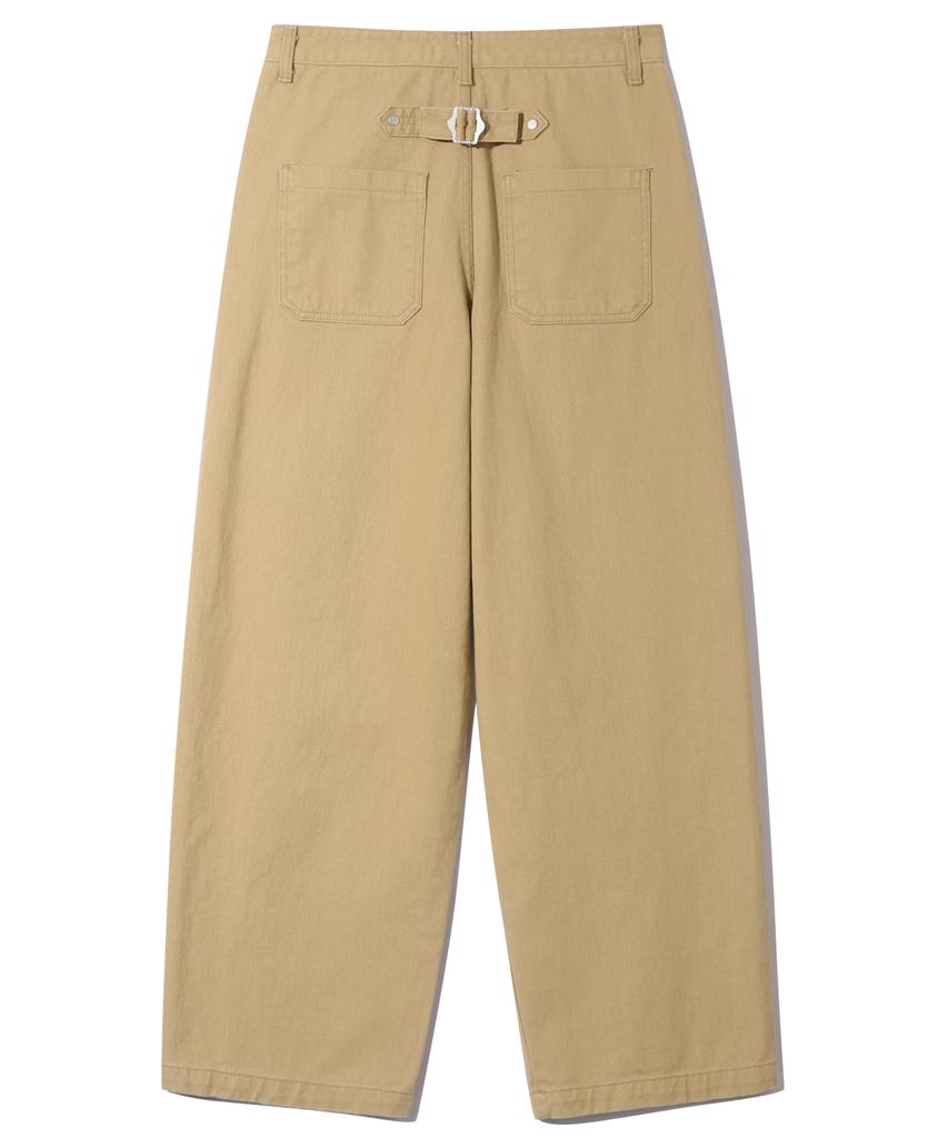BASEMOMENT Cinch Back Curved Washed Twill Pants Beige