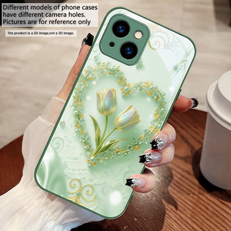 Love's Pink Purple Tulip For iPhone 17 Air 16 E 15 14 13 Plus 12 mini 11 17 Pro Max XR Xs Max 16E 7 8 Tempered Glass Phone Case