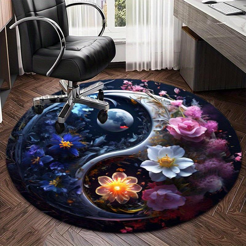 S Yin Yang Flower Round Rug Nonslip Area Rug Office Chair Mat Carpet For Living Room Bedroom Home Decor