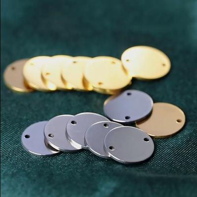 10pcs Stainless Steel Round Charms Double Holes Pendants Necklace Bracelet Connectors for Jewelry Making DIY Earring Pendants