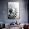 Fiore di tarassaco dipinto su tela quadri moderni in bianco e nero per la decorazione domestica soggiorno poster da parete astratto senza cornice