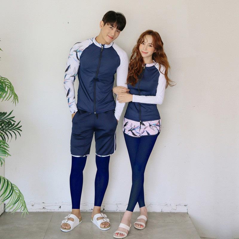 2025 Unisexowy Zestaw Kombinezonu z Długim Rękawem Ochrona Przed Słońcem - Zapinana na Zamek Odzież Kąpielowa dla Par