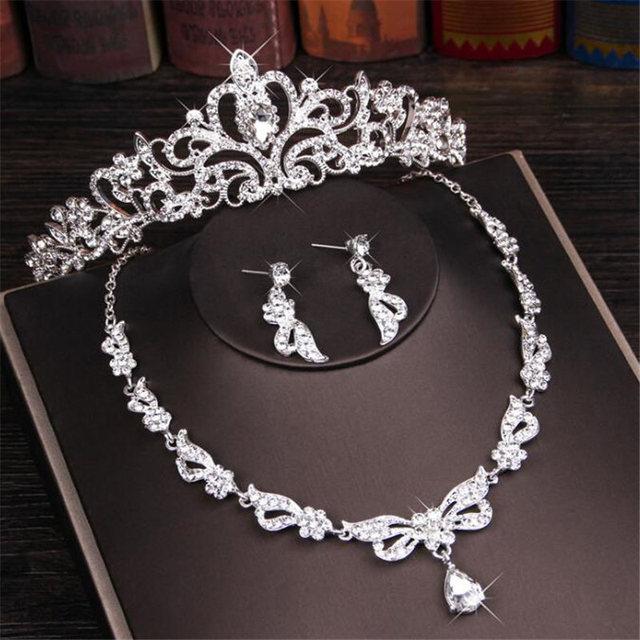 Bride Jewelry Sets Wedding Necklaces Earrings set Women Prom Tiaras and Crowns Wedding Necklaces/Earrings sets Jewelry