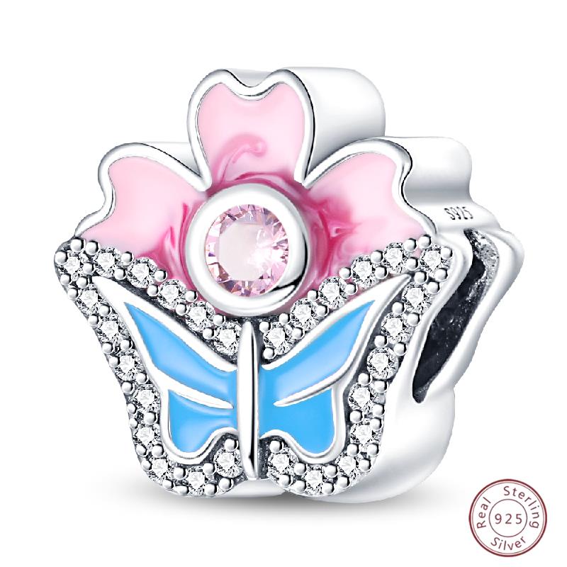 Copper Beaded Pendant Shiny Zircon Spring Cute Bow Original 3Mm Bracelet Women Fine Jewelry