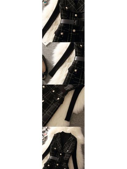 Жіноча модна вовняна картата сукня А-силуету з трикотажною сорочкою