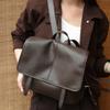 First Layer Cowhide Backpack Horizontal Casual Retro Mailman Bag Versatile Commuter Large Capacity Backpack Leater