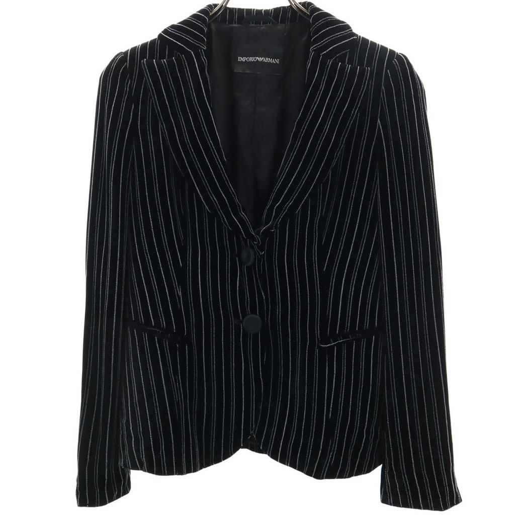 Emporio Armani Made In Italy Striped Pattern Velor Tailored Jacket 40 Women Used