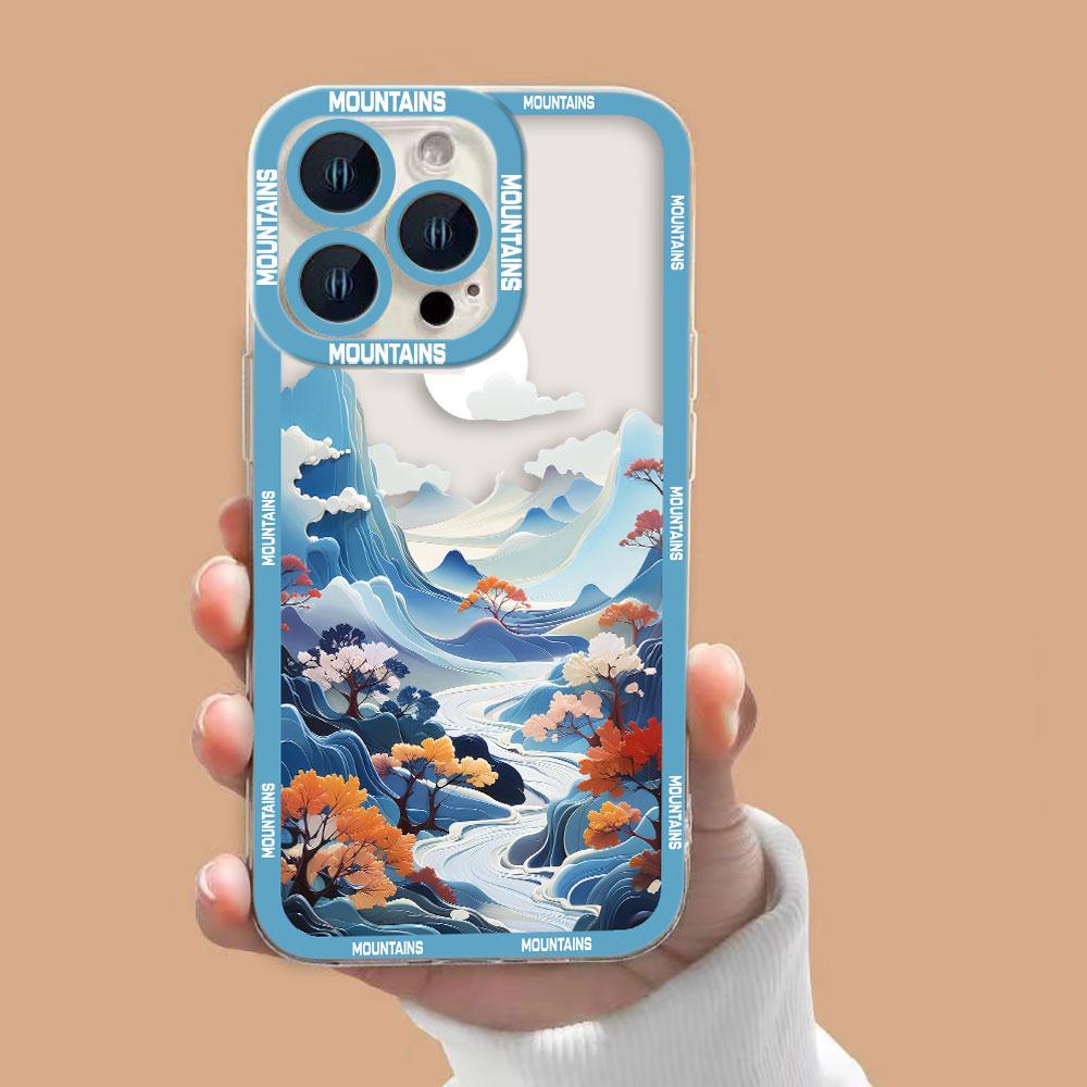 Snow Mountain Sunset Scenery Cover Clear Phone Case For Redmi Note 15 14 13 12 12S 11 11T 11S 10 9 10S 9S 8 Pro Plus Case Shell
