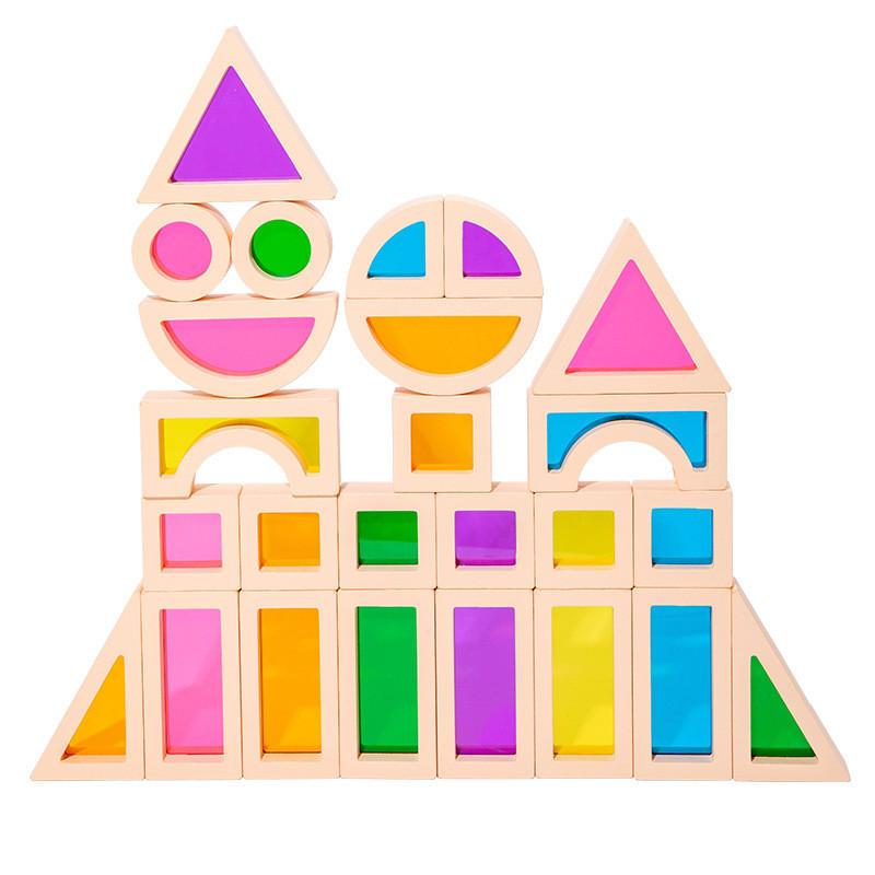 Colorful Translucent Acrylic Building Blocks Baby Shape Recognize Educate Early