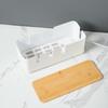With Wooden Lid Desk Power Cable Box Storage Bin Power Wire Case Power Cord Case  Charger