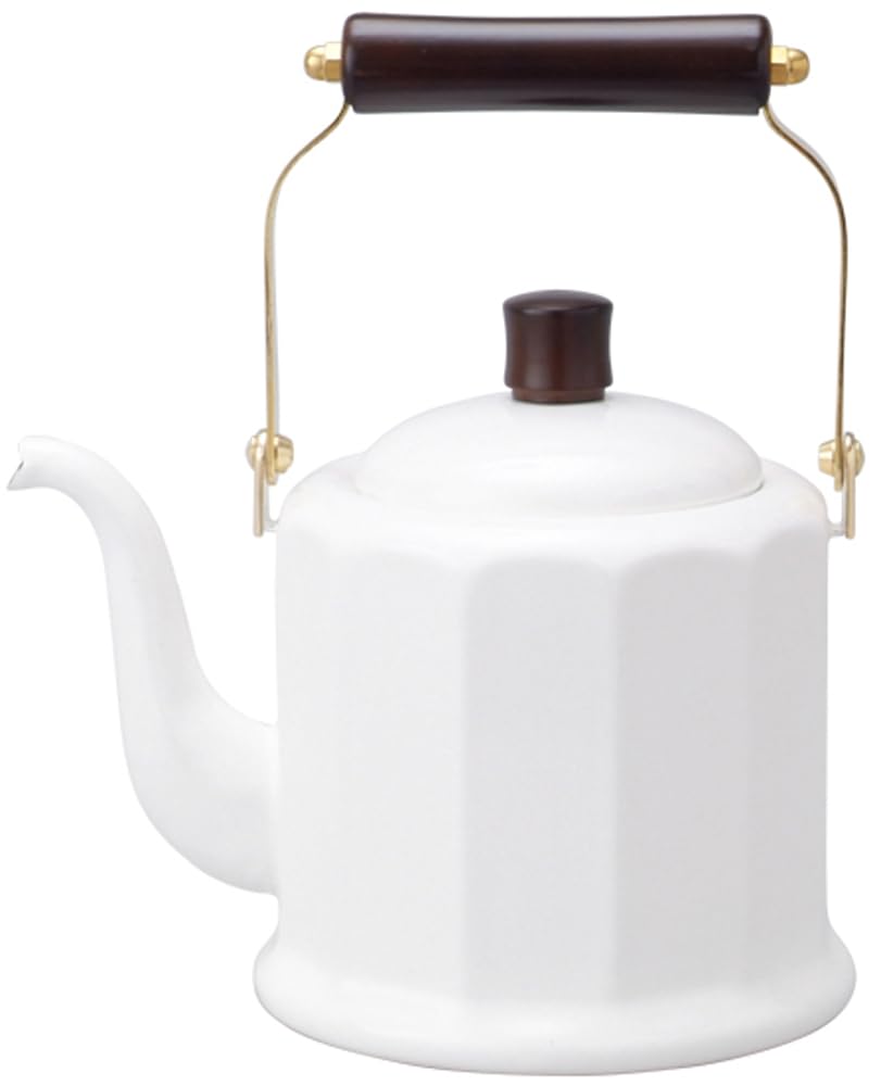 Nodahoro Royal Classic White Made in Kettle, 2.0L, Enamel, Gas/IH Compatible, Japan, RCL-50KW