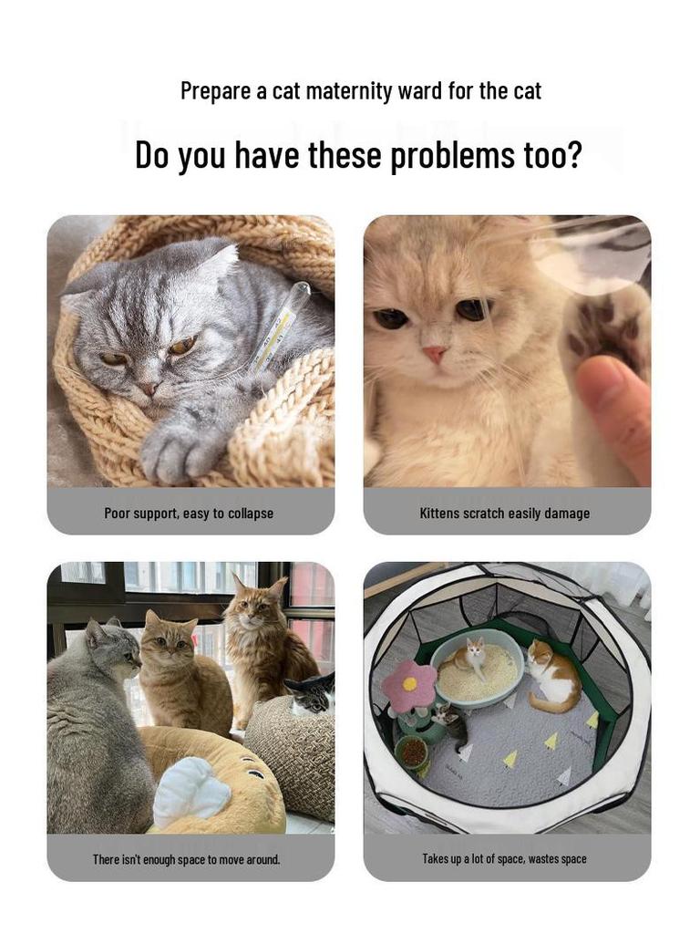 Cama Plegable, Lavable y Transpirable para Gatos y Túnel para Mascotas para Sala de Maternidad