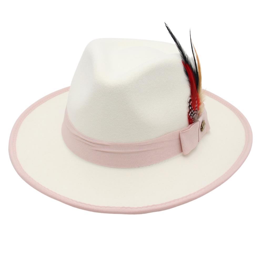 

Bow Top Hat Peach Heart Top Jazz Hat Men S And Women S Hemming Feather Felt Hat Elegant Imitation Wool Woolen Hat One size fits all рожевий
