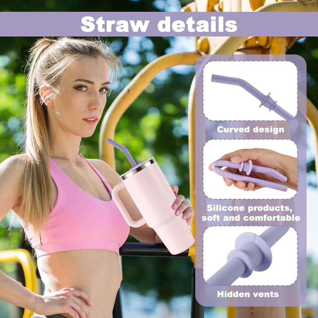 Press Replacement Straws for 40oz Travel Tumbler Silicone Reusable Drinking Straws BPA Free for Water Bottle Accessories Parts