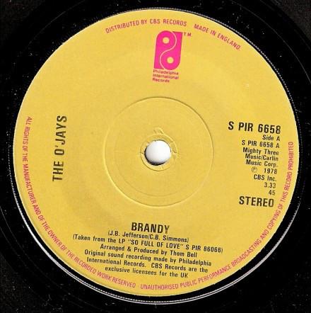 

7inch Record OJAYS Brandy SPIR6658 Philadelphia In 1978 UK SoulFunk Used