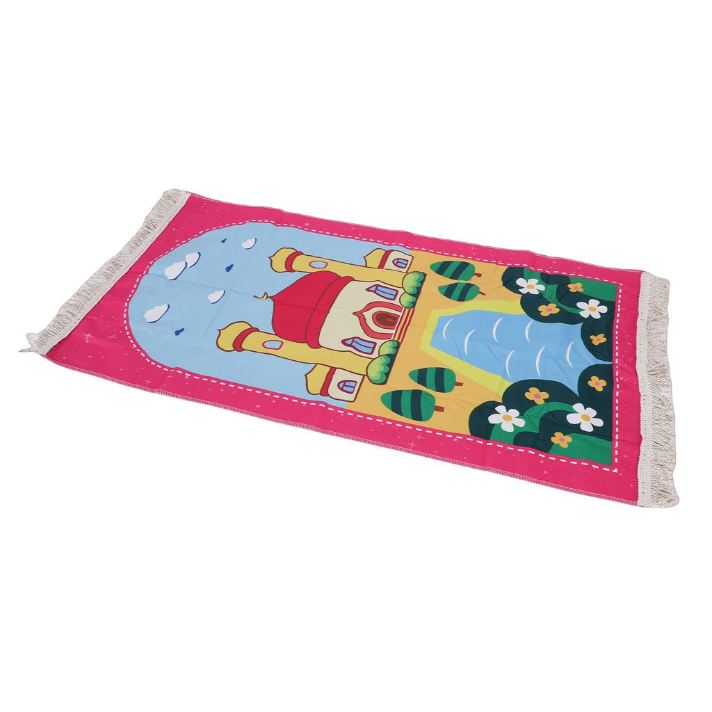 Kids Pray Rug Thick Mat Soft for Women Men Children Meditation with Tassel Pray Beads Pendant Storage Cylinder