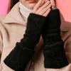 KOLEAT [Fur Ver.] Fleece Knit Hand Warmer (BLACK) Fall/Winter Gloves Ver.