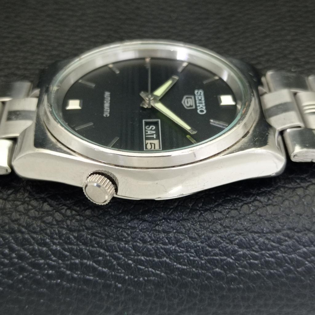 GENUINE VINTAGE SEIKO 5 AUTOMATIC 7009A JAPAN MENS BLACK DIAL WATCH A701594-5 R206b-a701594