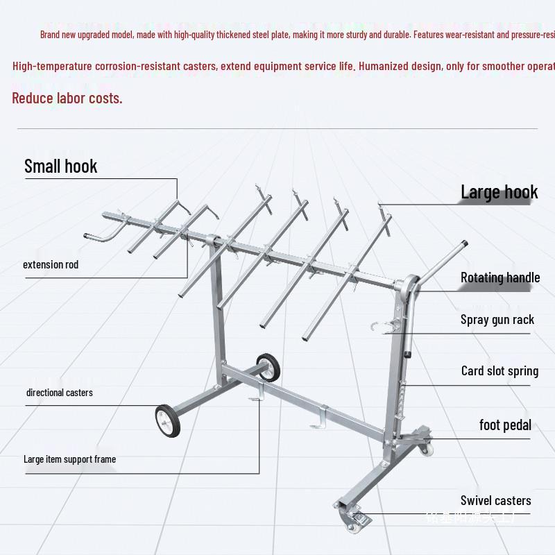 Car Spray Paint Stand: Multi-Functional Rotating Rack for Spray Booth, Tools, Bumpers, and Sheet Metal - Gold Finish