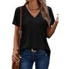 Women's Fashion Casual Short Sleeve V-Neck Court Lock T-Shirt Top