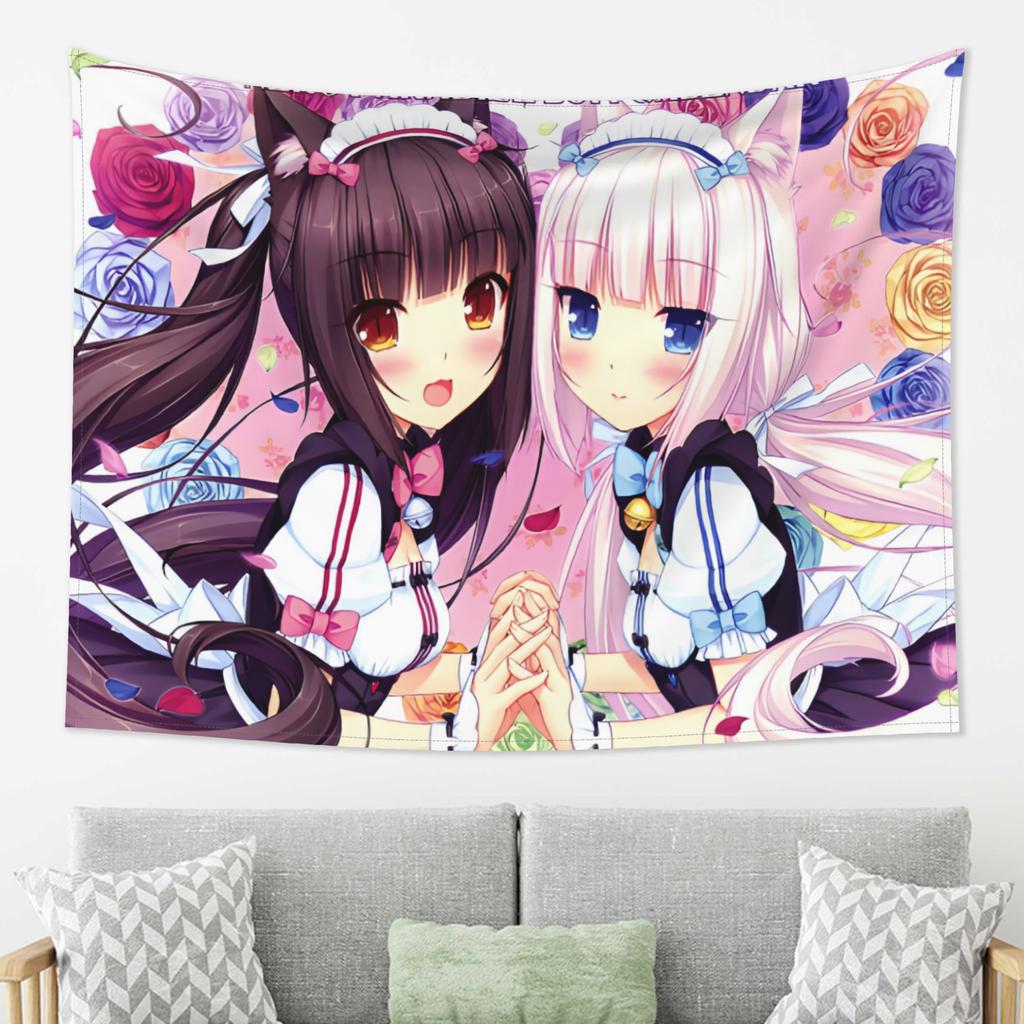 Cat Girl Amusement Park Chocolate and Fragrant Orchid Tapestry NEKOPARA Anime Character Room Decoration
