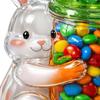 Functional Glass Clear Candy Jar With Easter Rabbit Chick Eggs Sculpture For Storing Sweets And Enhancing Table Setting