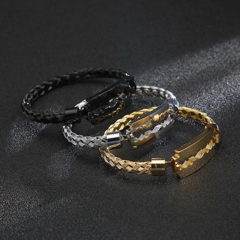 Accessories, Individual Vacuum Plated Steel Wire Braided Blade Titanium Steel Men'S Bracelet