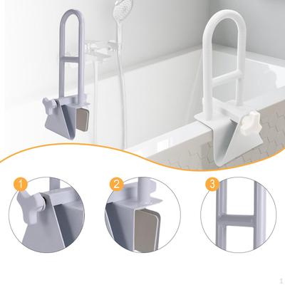 White Bathtub Rail Grab for Bathroom, Bathtubs, Showers Hand Grip Shower Handle Bath Tub Bar Clamps
