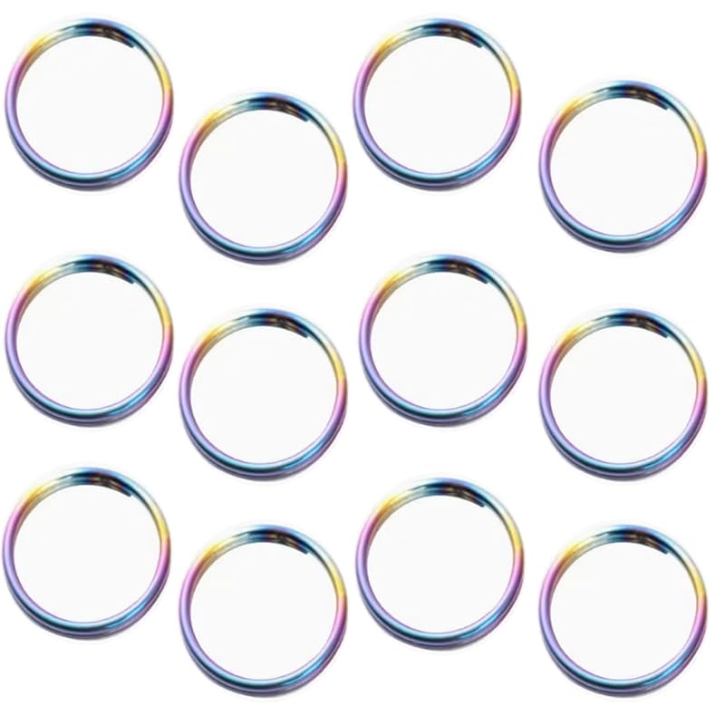 

[GEJ-Tech] Made of titanium small double ring Round press lightweight key ring (Rainbow 10mm 12 pieces set)