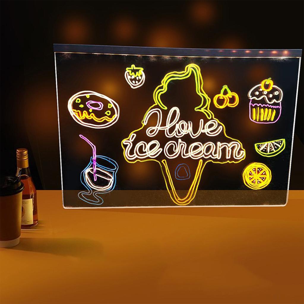 DIY Handwritten Luminous Night Light Erasable Message Board Atmosphere Light Acrylic Painting Board Stall Display Board