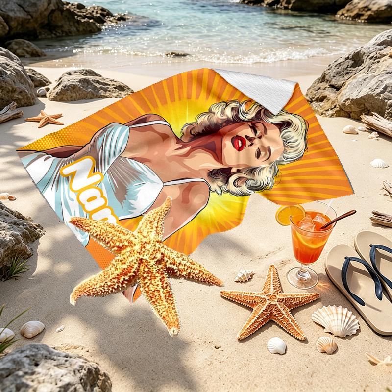 Personalisierter Marilyn Monroe Strandtuch mit individuellem Namen, für Reise, Camping, Strandparty, Heimdekoration, Geburtstagsgeschenk für Familie & Freunde