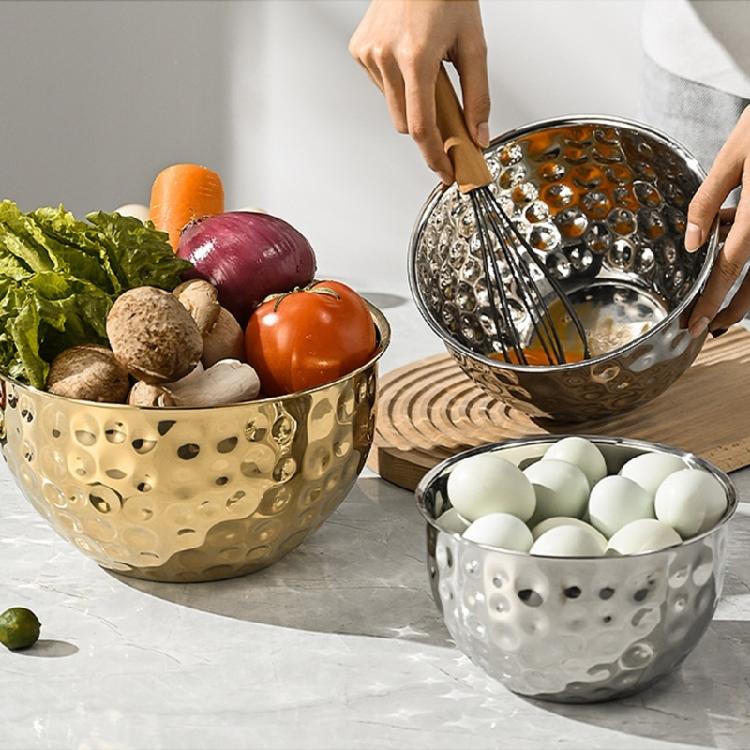 Heavy Duty 304 Nonrust Steel Hammered Salad Tray Serving Bowl Suitable For Family Gatherings And Outdoor Picnics